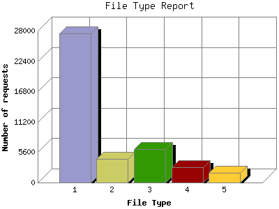 File Type Report: Number of requests by File Type.